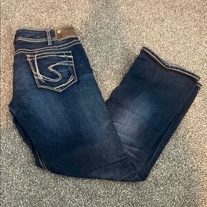 Silver Jeans Jeans Women's Dark Wash Embroidered Pocket Denim